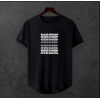  Unisex Oversize Modern Boy Pamuklu Etek Oval Siyah Baskili T-shirt